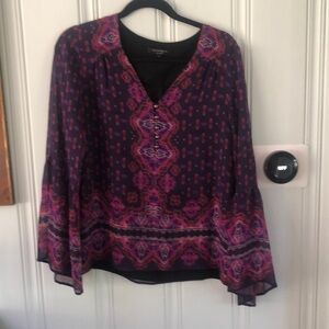 Nanette Lepore Purple Graphic Blouse Original Nanette Lenore